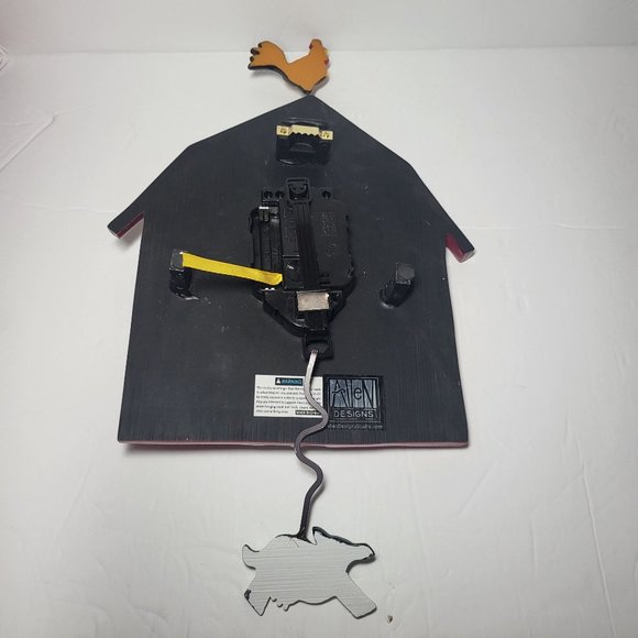 Allen Designs Red Barn Yard Wall Clock Cow Shaped Swinging Pendulum - Picture 3 of 16